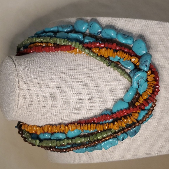 Multi Stranded Faux Stone Necklace - Picture 2 of 4